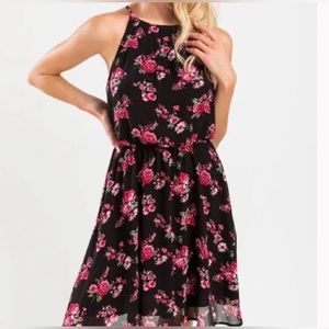 Francesca's Black and pink floral dress